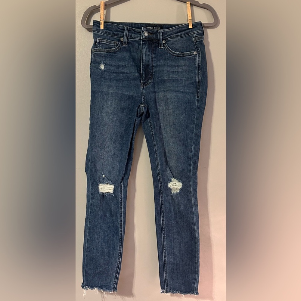 Judy Blue Mid Rise Distressed Knee Skinny Jeans size 5